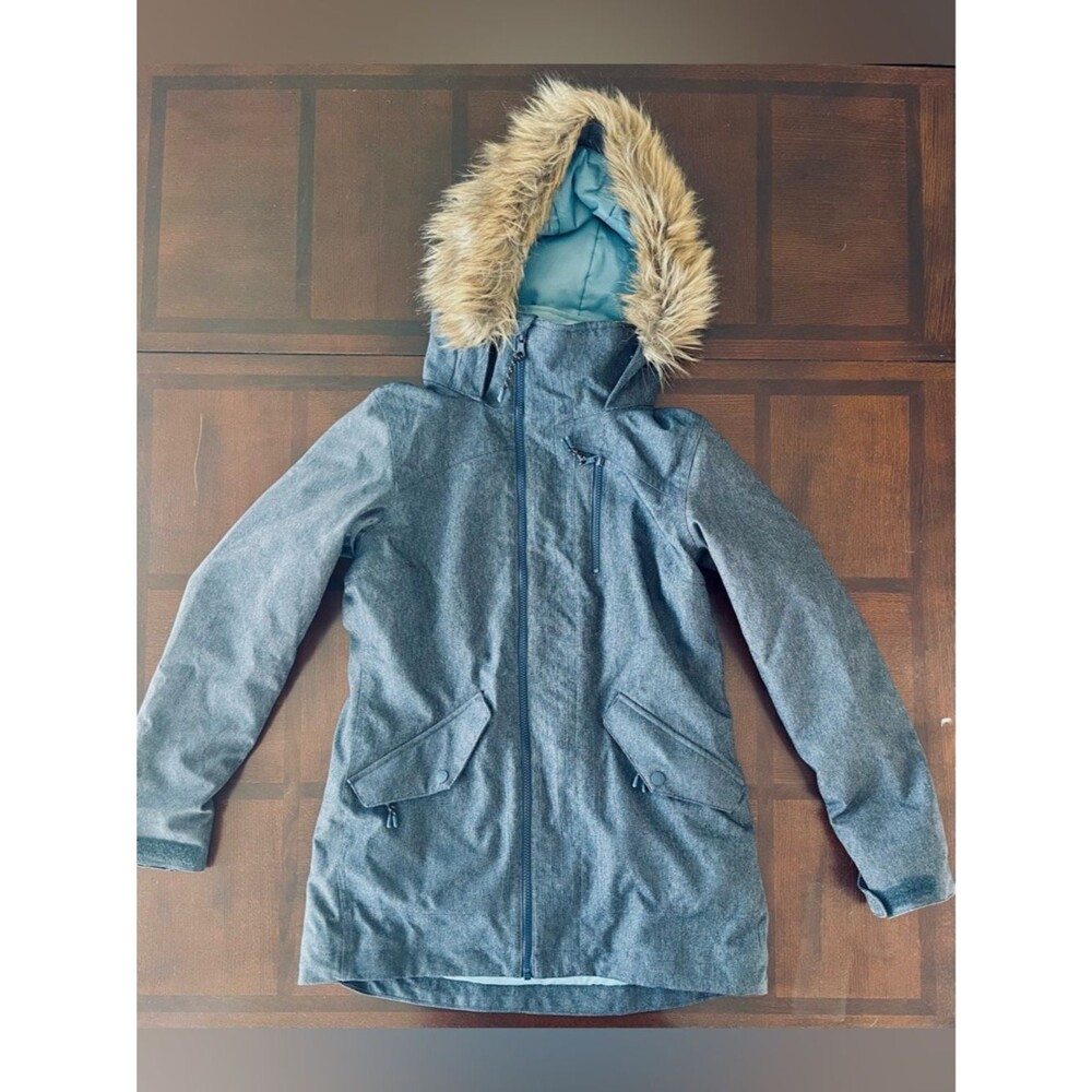 Burton Women's Ski Snowboard Jacket Light Blue Navy Insulated Hooded Size S